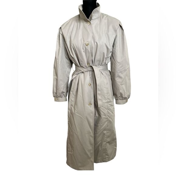 Vintage London Fog Thinsulate Trench Coat with Belt Size 8 Petite Neutral Tan - Picture 1 of 10